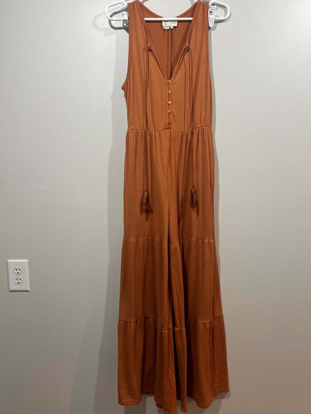 Anthropologie Saturday Sunday Rust-Toned Sleeveless Tie-Front Jumpsuit XS